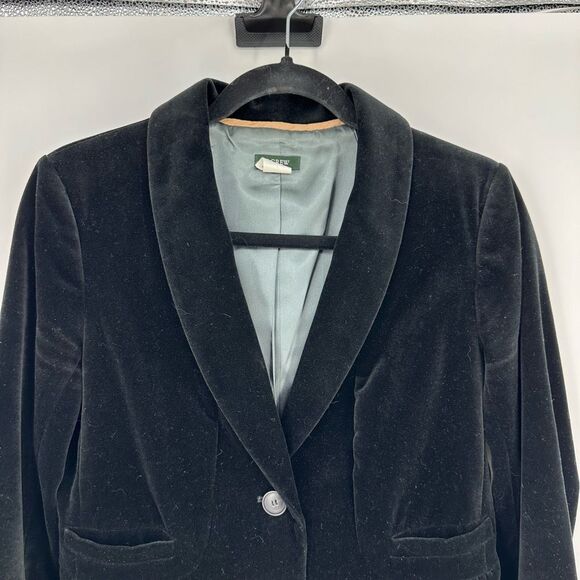 J. Crew Eden Velvet Blazer Size 4 Black Regency Goth Classic Steampunk - Picture 2 of 11